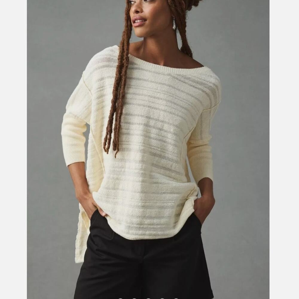 Anthropologie Pilcro Oversized Tunic Sweater in Ivory Size XS